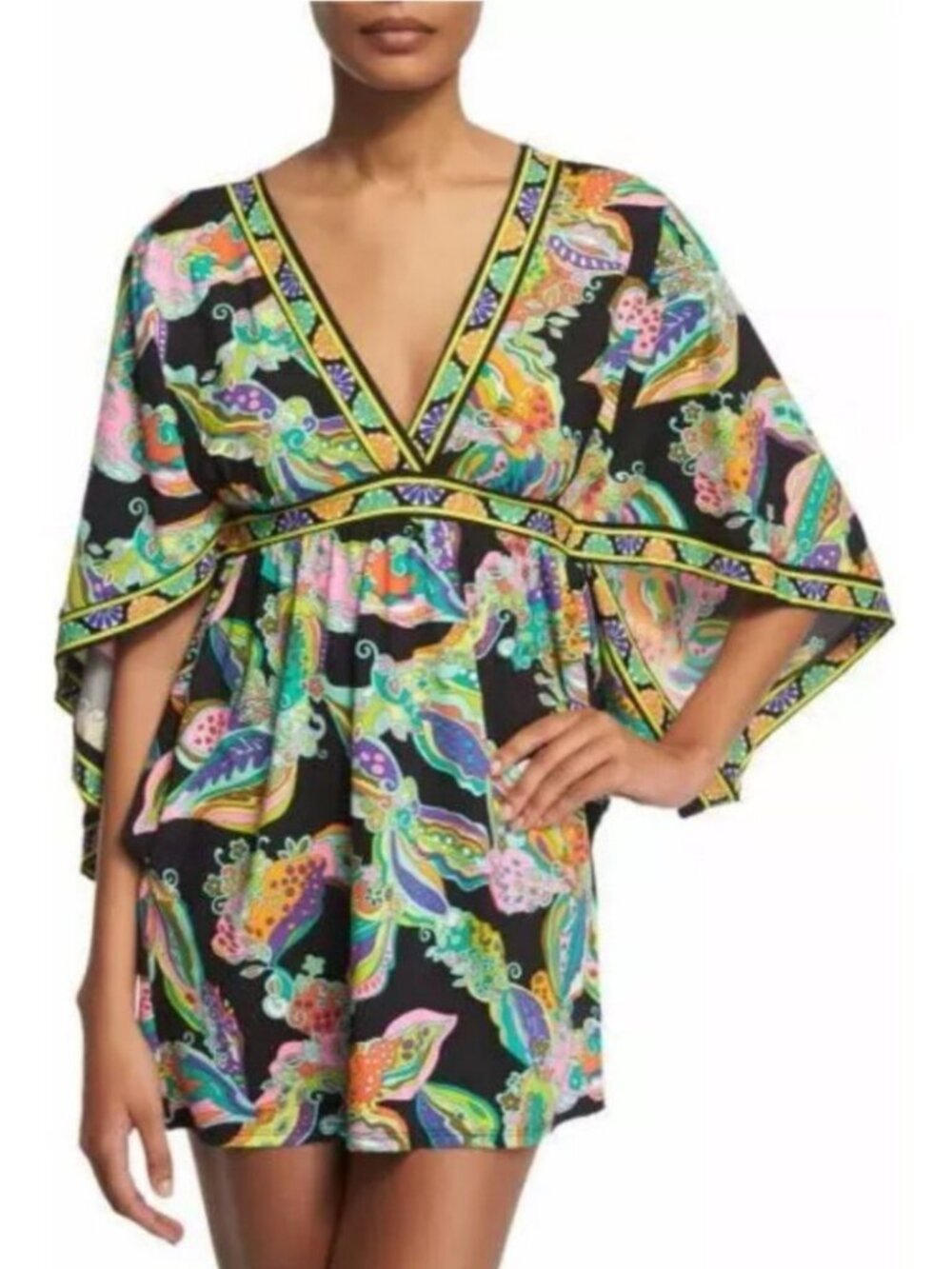 Trina Turk Sea Garden Floral Tunic Cover Up Dress Multi Size Large